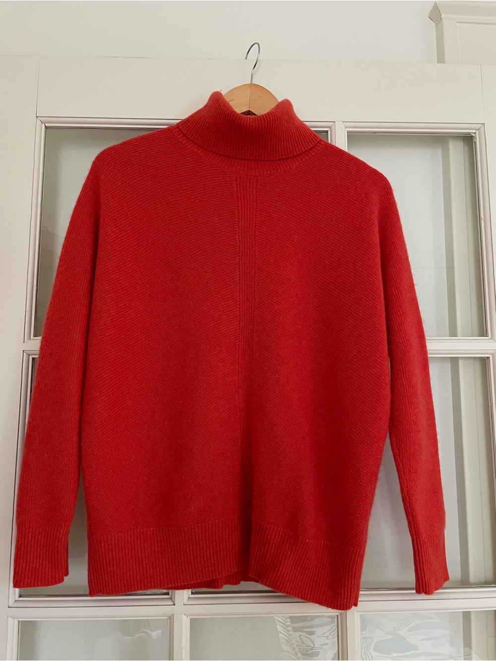 Nicole Miller 100% cashmere ribbed orange turtleneck knit sweater women's Large